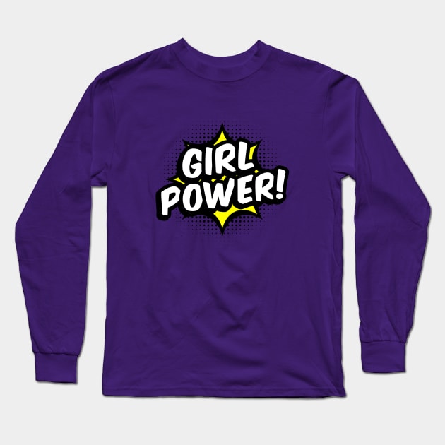 Girl Power! - Yellow comic style - B Long Sleeve T-Shirt by ruben vector designs